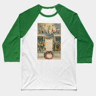 Atlas Frontispiece by Gerardus Mercator and  Jodocus Hondius Baseball T-Shirt